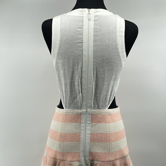 Tibi Revolve Blanket Stripe Dress In Pale Blush Linen Blend Preppy Barbie Sz 4 - Picture 13 of 15